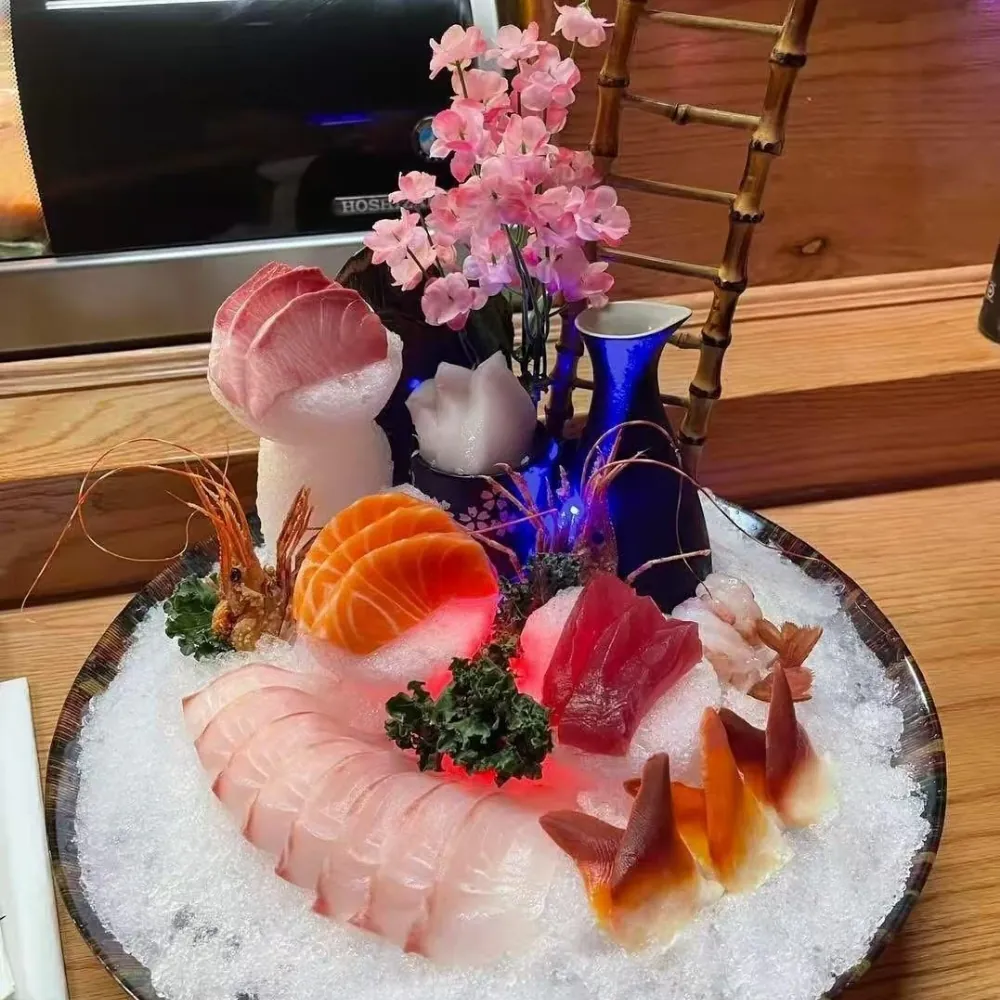 Assorted sashimi on ice at Eraka Sushi, a Japanese Restaurant in Easton