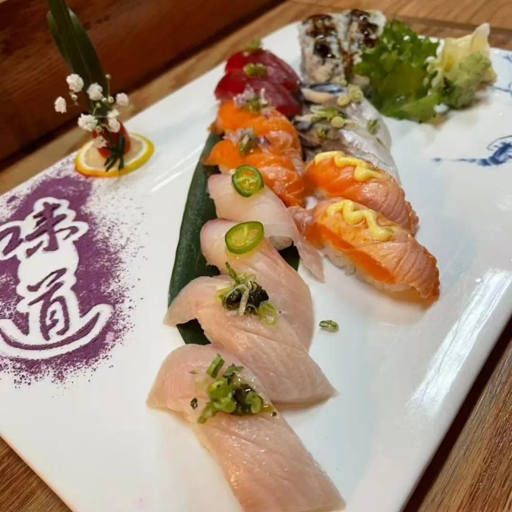 Assorted sushi nigiri on plate at Eraka Sushi, a Japanese Restaurant in Easton